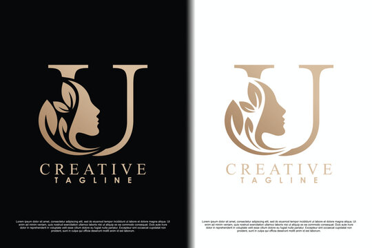 beauty face design with letter u concept design