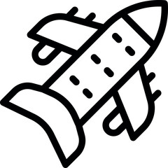 Poster - Playful cartoon rocket ship icon in space with simple line art illustration and futuristic spaceship design, isolated on white background