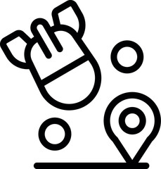 Sticker - Black and white vector icon of a hand cursor pointing with map pins, symbolizing digital navigation