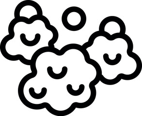 Wall Mural - Minimalist line art depicting fluffy clouds with a cheerful sun, in black and white