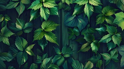 Poster - A beautiful lush green foliage covering an entire wall, creating a vibrant and natural background perfect for various design uses.