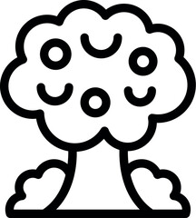 Poster - Cartoon tree outline icon in black and white for logo, vector illustration, simple nature design, ecofriendly graphic isolated element