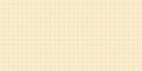 Textured sheet of yellow checkered paper with a stipple effect. Cute pastel color background, irregular geometric pattern, notebook page.