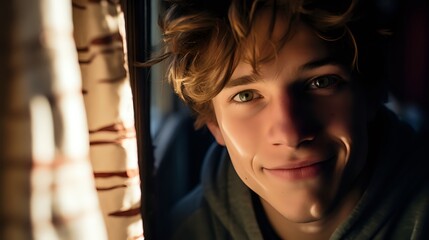 Closeup portrait of a handsome young man smiling