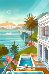 Wall Mural - AI generated illustration of vacation homes