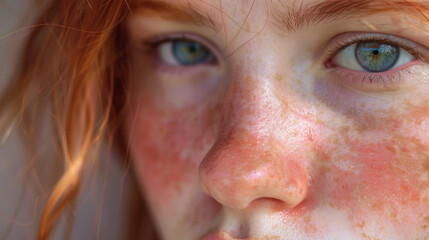 Wall Mural - A woman with red hair and blue eyes