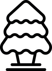 Sticker - Black and white line drawing of a simple christmas tree, suitable for icons or minimal designs