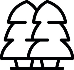 Sticker - Black and white line drawing of two simple, stylized trees for icons or logos