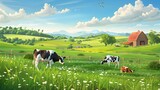 A farm with cows grazing