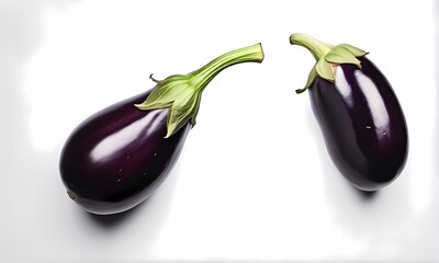 Wall Mural - Eggplant on white background, Ai Generated