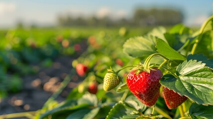 Sticker - a strawberry field rows