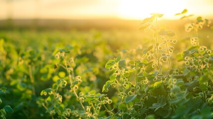 Wall Mural - a chickpea field bushy green img