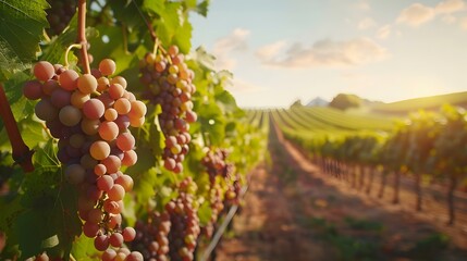 Canvas Print - vineyard on sloping hills pic