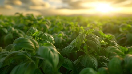 Poster - basil field lush green