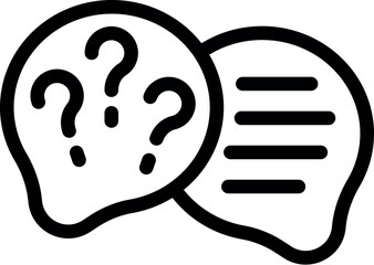 Poster - Black and white icon of two speech bubbles, one with question marks and the other with lines for text