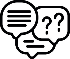 Poster - Black and white icon featuring chat bubbles with question marks and lines for text