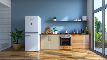 modern kitchen with fridge