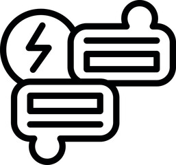 Poster - Simple line art icon of a battery and speech bubble representing energy and communication concepts