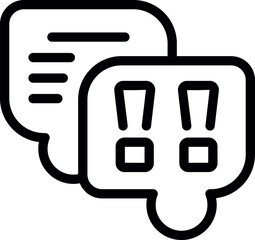 Poster - Black and white line art icon of speech bubbles with exclamation points symbolizing urgent conversation