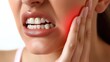 © Ирина Батюк - Pain in teeth, tooth ache, hurt medicine hand red illness healthy care, problem disease, sick sore dentist stomatology.