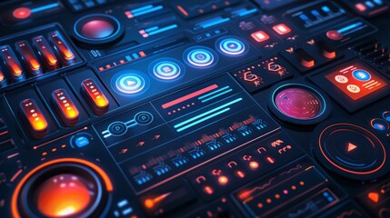 Digital Interface Elements: Develop a set of digital interface elements with buttons, sliders, and icons, perfect for app and web design.