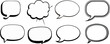 © nocstic - Minimal Empty comic speech bubbles set, Black border, Retro blank dialog boxes, Vintage vector graphic clipart