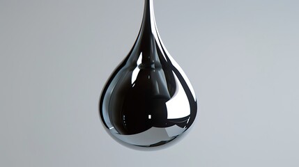 Wall Mural - Detailed water drop with reflections, suspended against a white background.