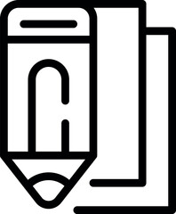 Poster - Black and white icon of a pencil and notebook, design for stationery and education themes