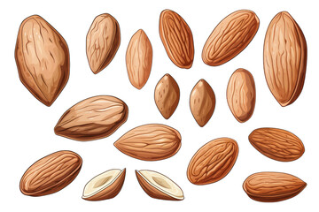 Hand Drawn Almonds Vectors art isolated with white background