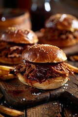 Canvas Print - Close up of a pulled pork sandwich