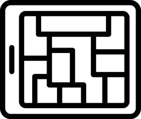 Poster - Black linear maze puzzle icon displayed on a digital tablet screen