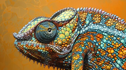 Wall Mural - Chameleon Portrait Chamaeleo chamaeleon with Incredible Details