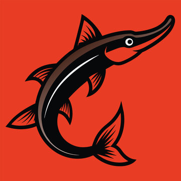 Solid color Chinese Paddlefish animal vector design