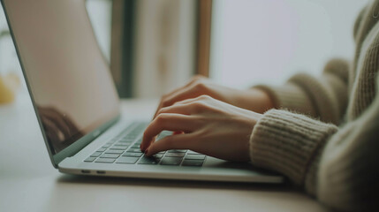 Wall Mural - Hands Typing on Laptop