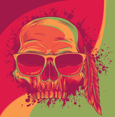 Wall Mural - vector illustration of Skull with sunglasses on white background