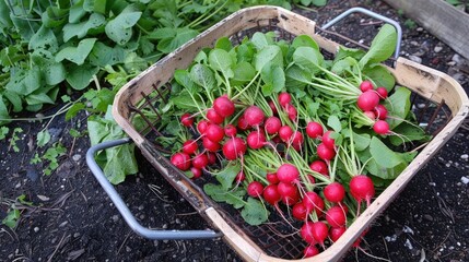 Wall Mural - Recently harvested radishes from the garden