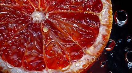 Wall Mural - A sliced orange with water droplets