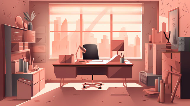 Business office in paper art vector image