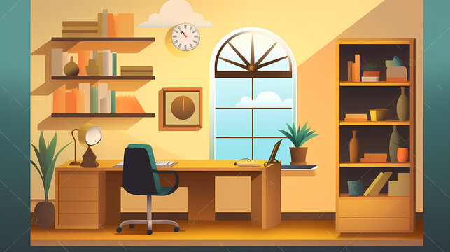 Business office in paper art vector image