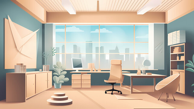 Business office in paper art vector image