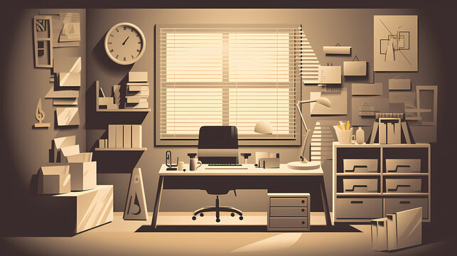 Business office in paper art vector image