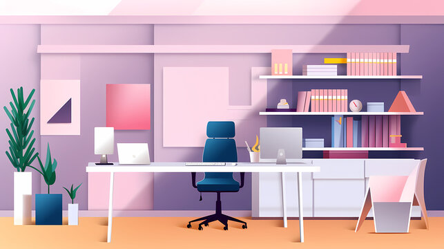 Business office in paper art vector image