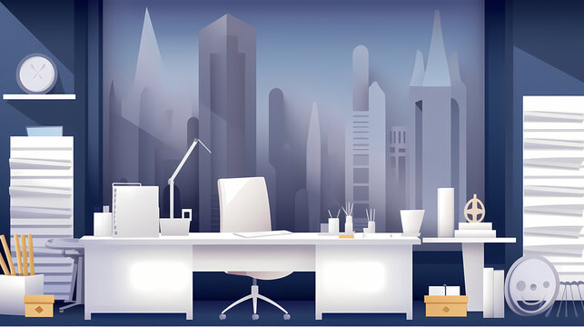 Business office in paper art vector image
