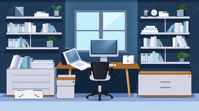 Business office in paper art vector image