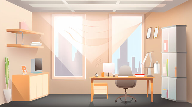 Business office in paper art vector image