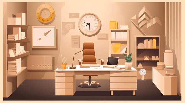 Business office in paper art vector image