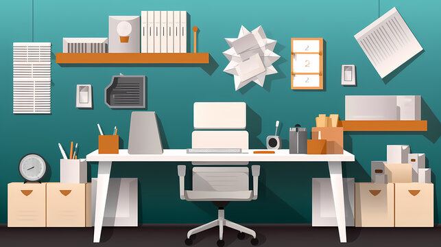 Business office in paper art vector image