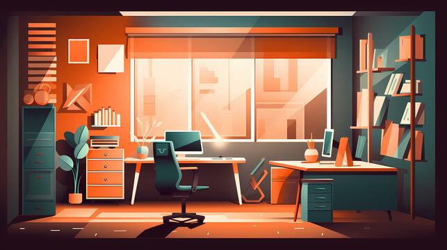 Business office in paper art vector image