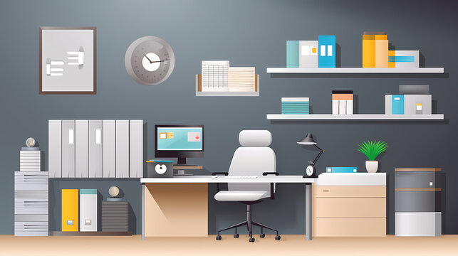 Business office in paper art vector image