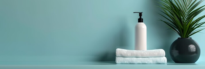 Wall Mural - a black vase with a white towel and a bottle with pump